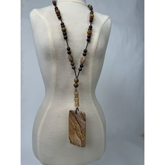 Picture Jasper Pendant Necklace With Unakite & Polychrome Jasper Beads Healing S - Picture 8 of 16